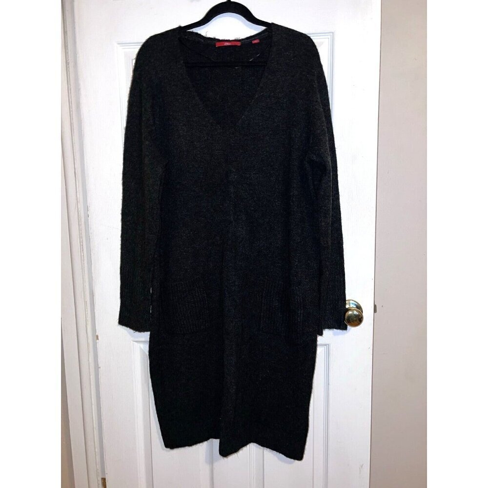 S.OLIVER Charcoal Gray Knit Long Sleeve Sweater Dress Sz 44/ XXL